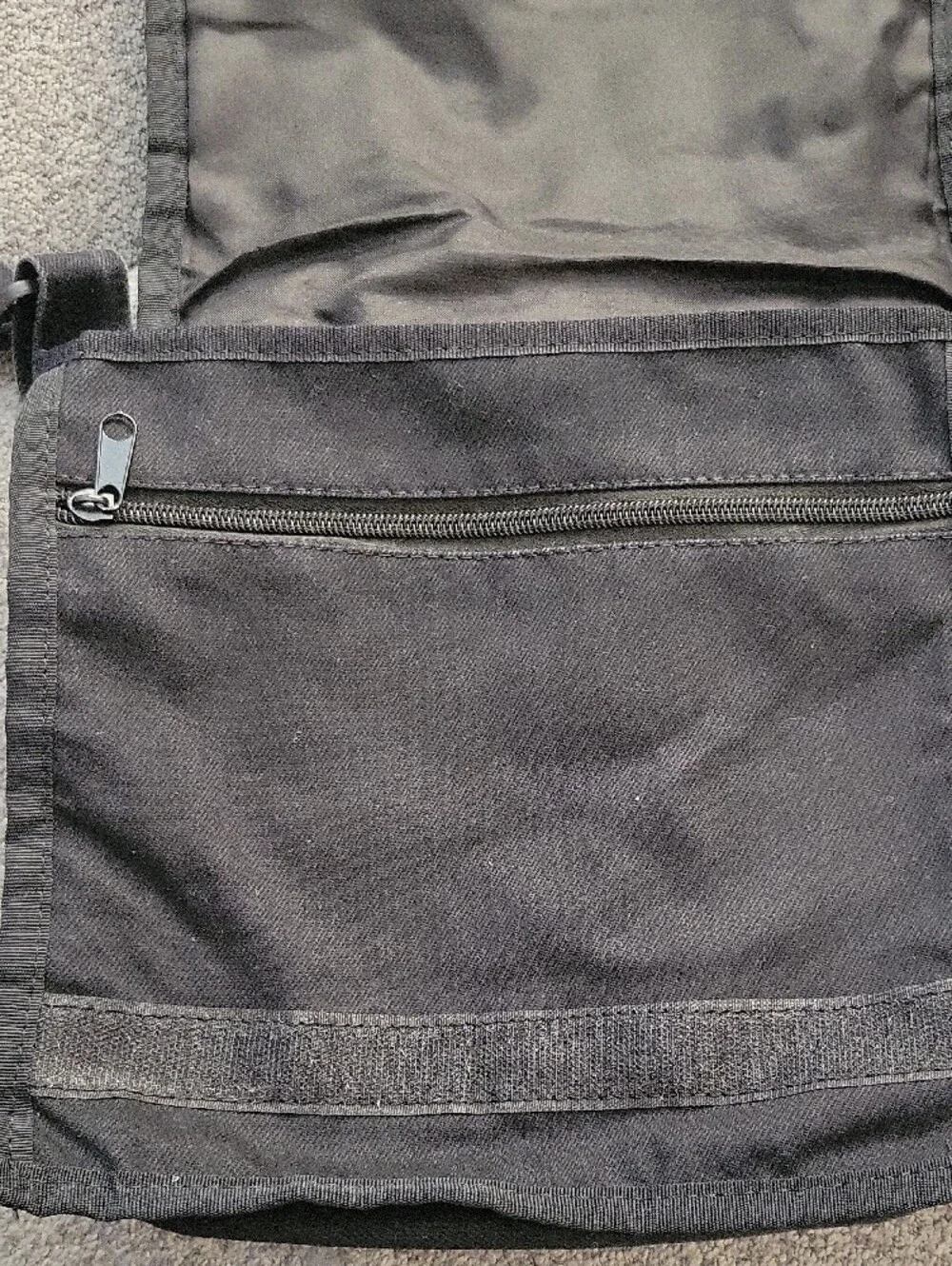 Black Crossbody Shoulder Bag with Colorful Embroidered Panel
